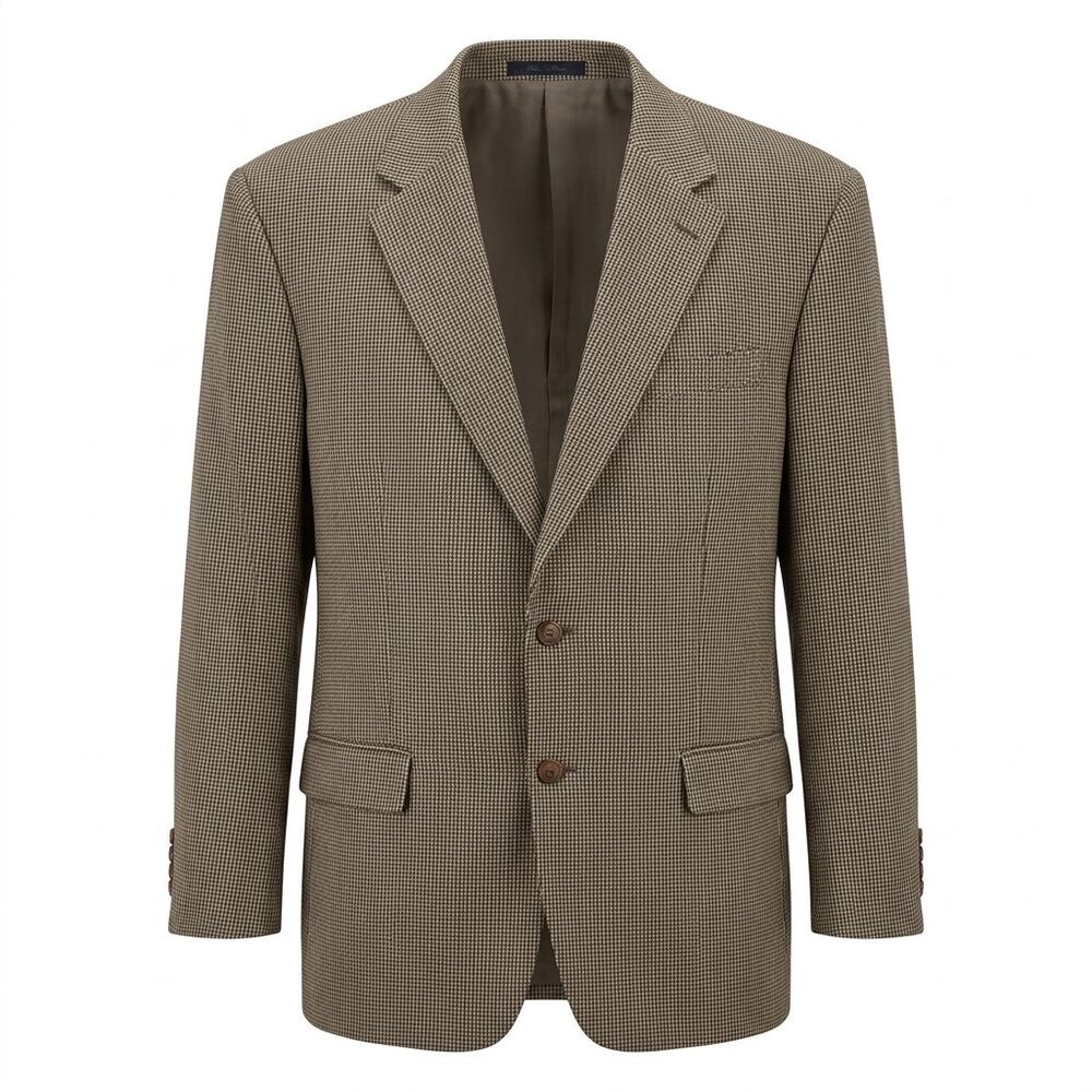 Lauren Ralph Lauren Silk Wool Blend Houndstooth Blazer Jacket Men Size 48R